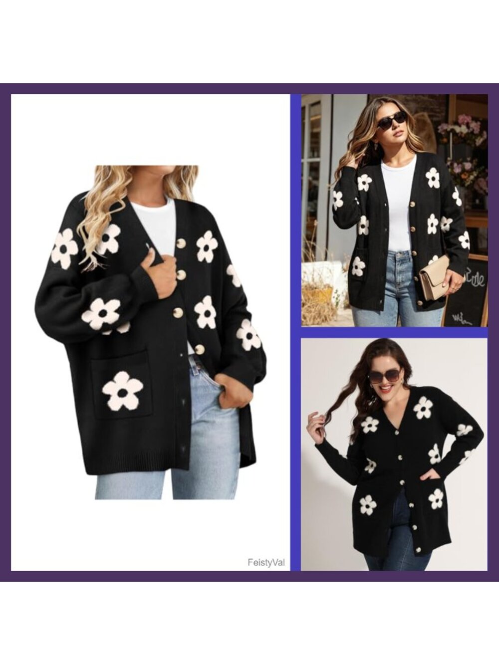 Womens Plus Size Open Front Cardigan Sweater Coat Long Sleeve Button Up Oversize